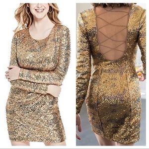 Guess Sequin Gold Dress NWOT
